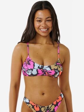 NWT Rip Curl Floral Scoop Neck Bikini Top